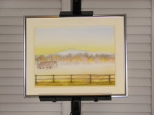 Load image into Gallery viewer, Autumn Farm Morning, Framed Original Watercolor (8x10)