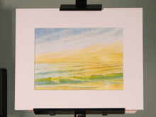 Load image into Gallery viewer, Sunset Waves, Unframed Watercolor Study (8x10)