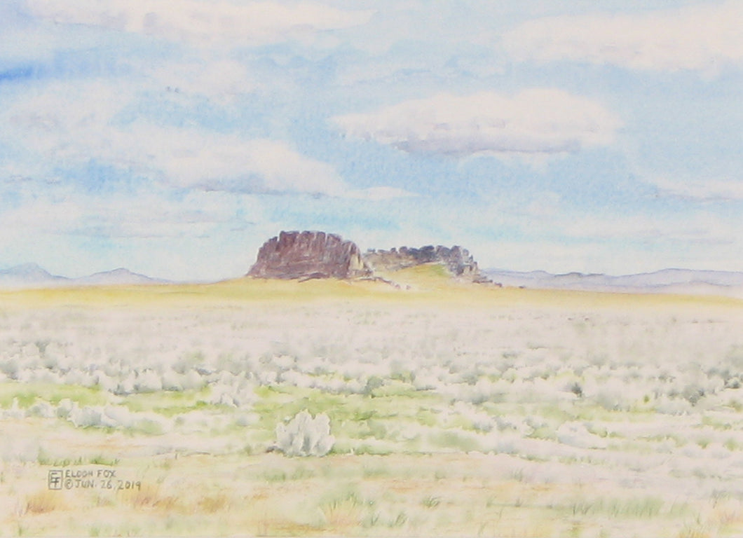 Fort Rock, Framed Original Watercolor