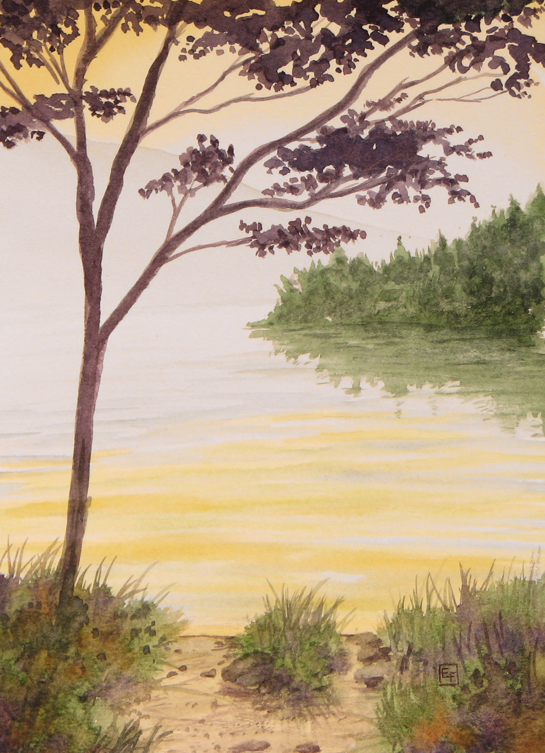 Oregon Mountain Lakeside, Watercolor Sketch (8x10)
