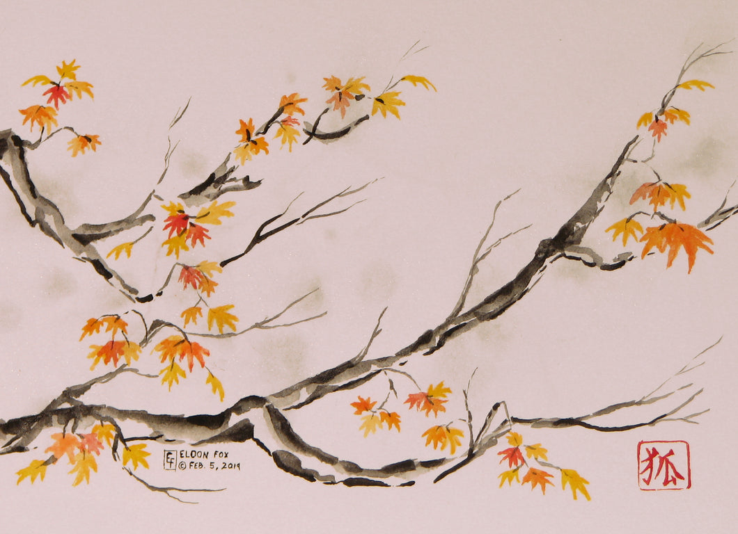 Sumi-e Maple, Watercolor Sketch (8x10)