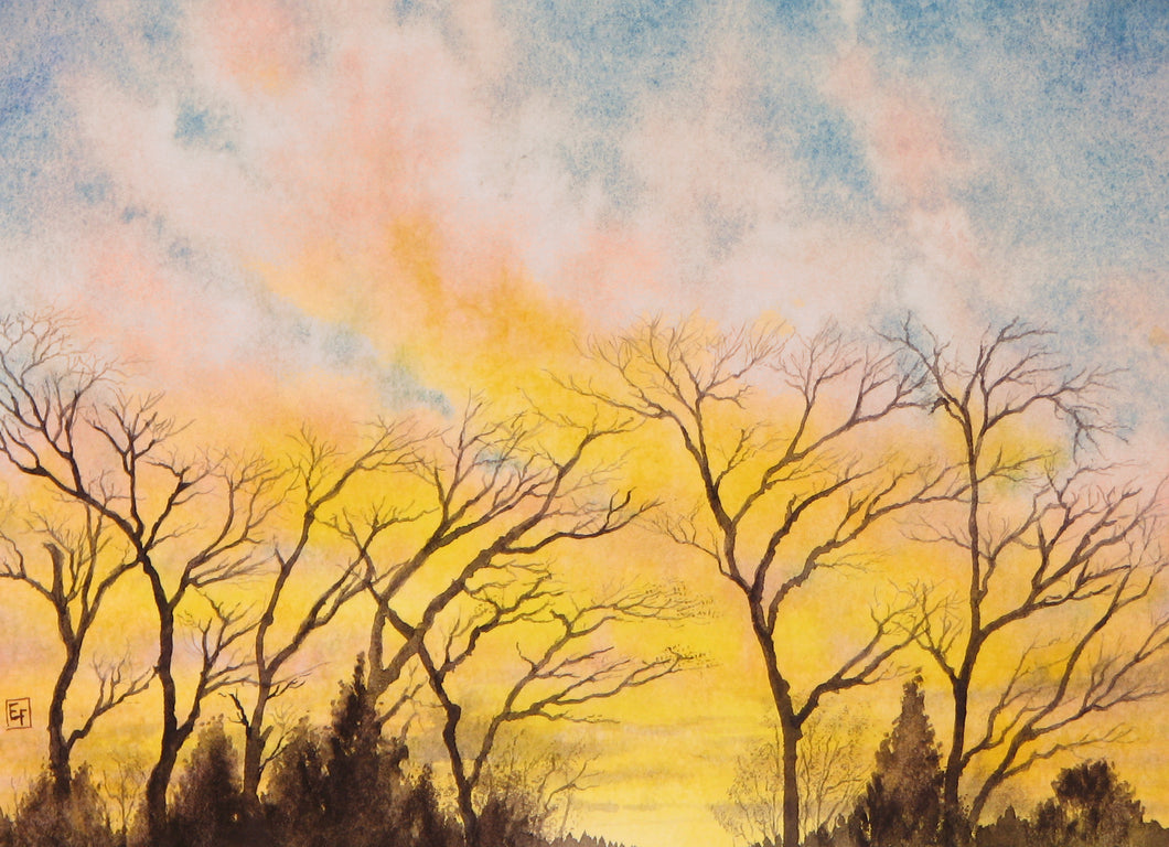 Sunset Glory, Watercolor Sketch (8x10)